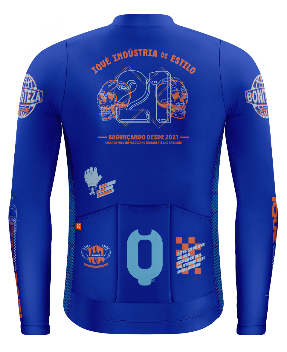 JERSEY RAIZ MANGA LONGA AZUL QUE ESCREVE