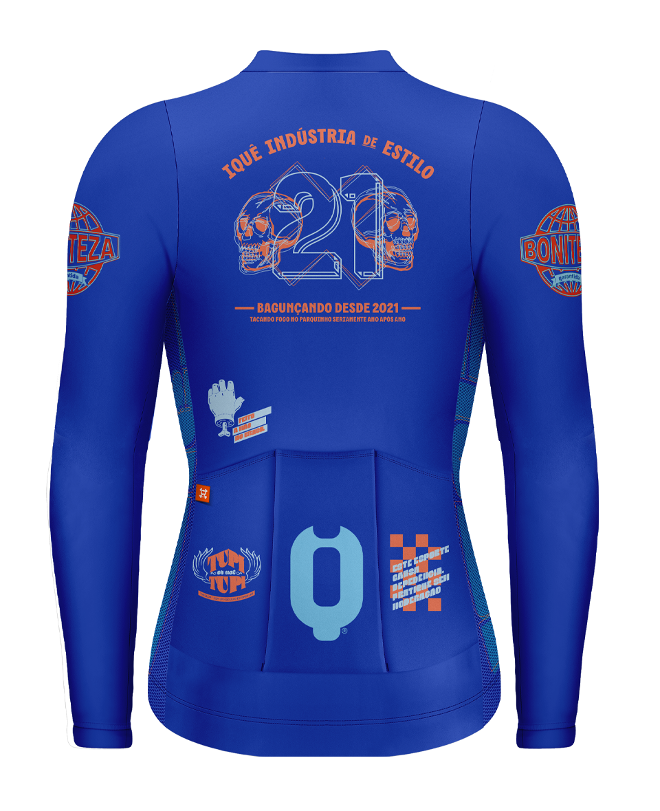 JERSEY RAIZ MANGA LONGA AZUL QUE ESCREVE