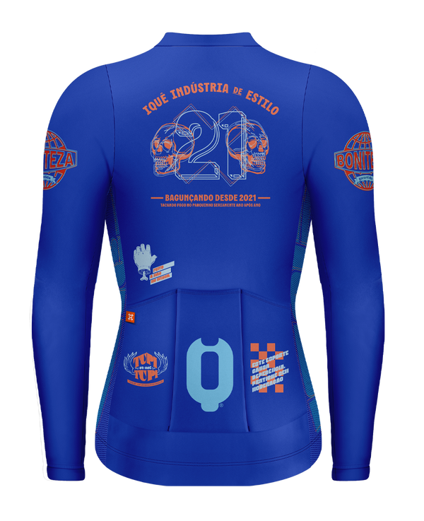 JERSEY RAIZ MANGA LONGA AZUL QUE ESCREVE